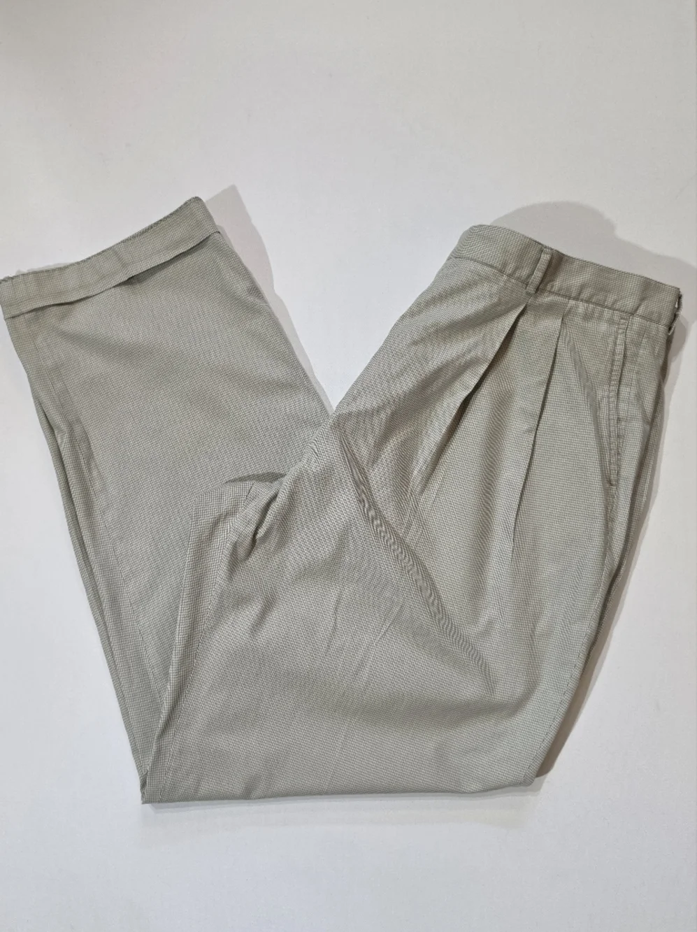Vintage Bobby Jones‎ Pants Mens 42 Cream Grey Houndstooth Double Pleated Preppy
